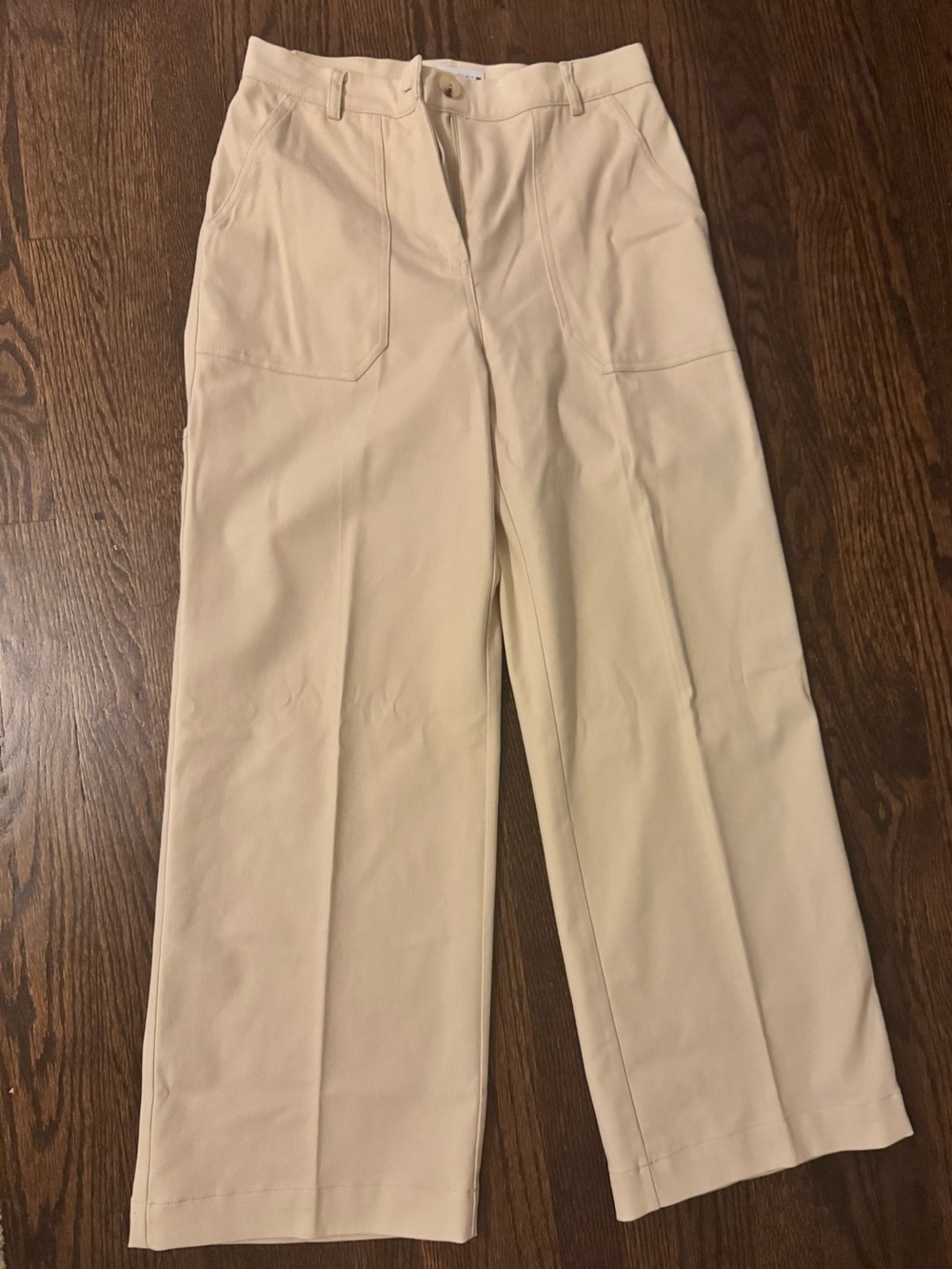 Zara Cream Wide-Leg High-Rise Pants